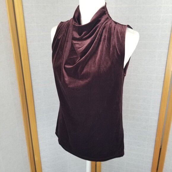 Reiss Tops - Reiss Burgundy Top Lola High Neck Velvet Sleeveless Shell Small NWT